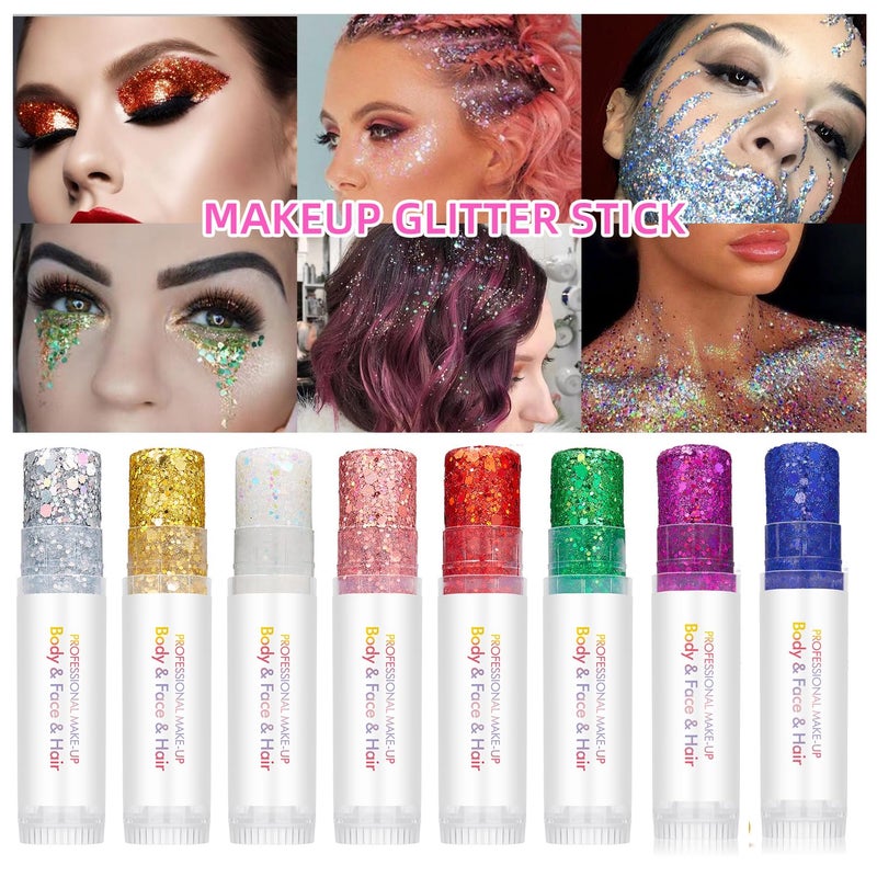GL-Turelifes Face and Body Glitter Gel Stick, Face Glitter Make-up for Women Kids, Sparkling Sequins Nair Hair Glitter Gel, Singer Concerts Festival Halloween Rave Accessories (#G04 Pink) - Image 3